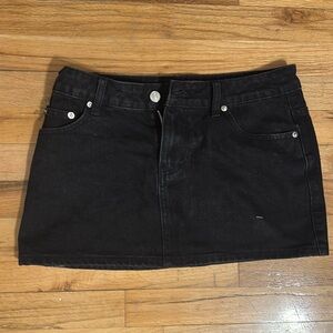 Edikted Black Denim Mini Skirt